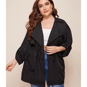 Shein Plus Notch Collar Rolled Tab Sleeve Coat